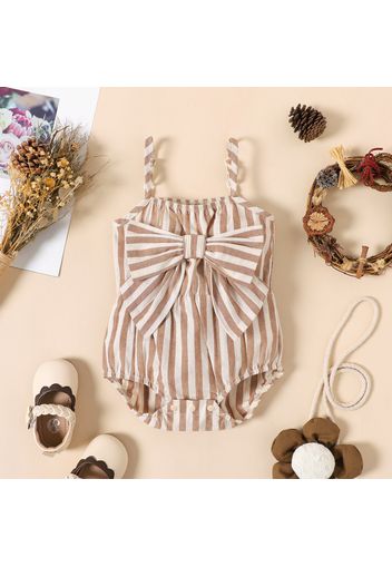 Baby Girl 100% Cotton Solid/Striped/Floral Print Sleeveless Spaghetti Strap Bowknot Romper