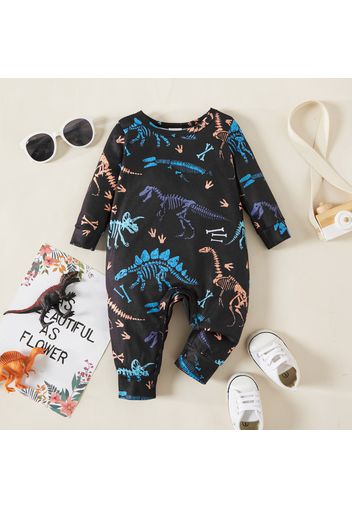 Baby Boy All Over Dinosaur Print Long-sleeve Jumpsuit