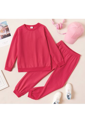 2-piece Kid Boy/Kid Girl Solid Color Pullover Sweatshirt and Pants Casual Set