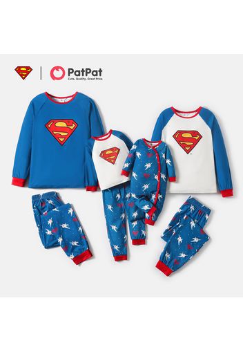 Superman Family Matching Super Logo Top and Allover Pants Pajamas Sets