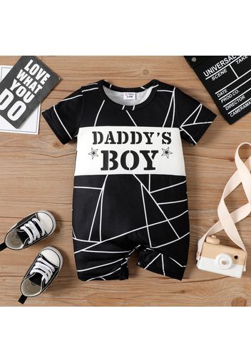 Baby Boy Geo & Letter Print Short-sleeve Romper