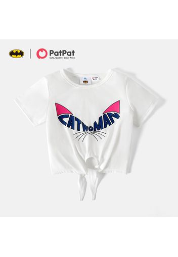 Batman Kid Girl Letter Print Tie Knot Short-sleeve Tee