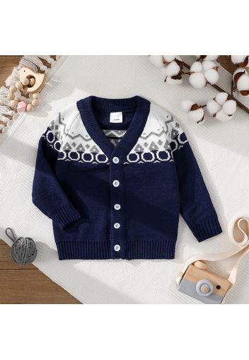 Baby Boy/Girl Striped V Neck Long-sleeve Button Knitted Cardigan Sweater