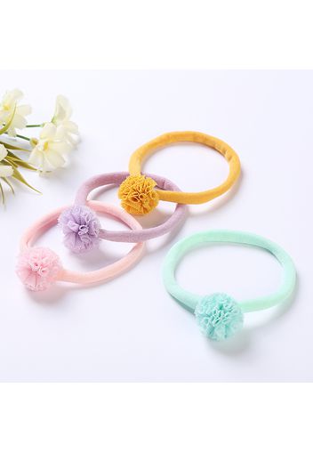 4-pack Pure Color Flower Ball Hair Ties Hair Accessories for Girls