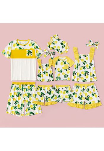 Lemon Print Family Matching Pajamas Set（Flame Resistant）