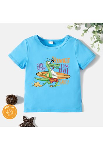 Toddler Boy Graphic Dinosaur and Letter Print  Short-sleeve Tee