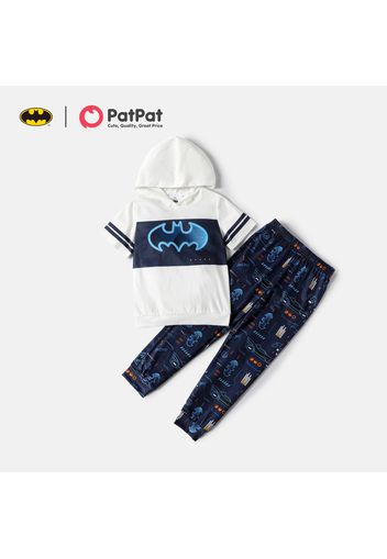 Batman 2-piece Kid Boy Colorblock Hooded Short-sleeve Tee and Allover Print Pants Set