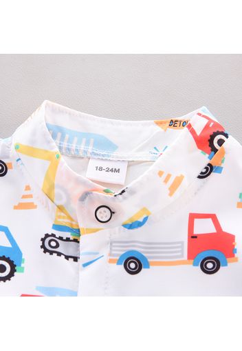 2pcs Toddler Boy Playful Vehicle Print Shirt and Shorts Set