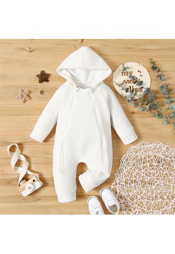 Baby Solid Thickened Long-sleeve Hooded Zip Jumpsuit
