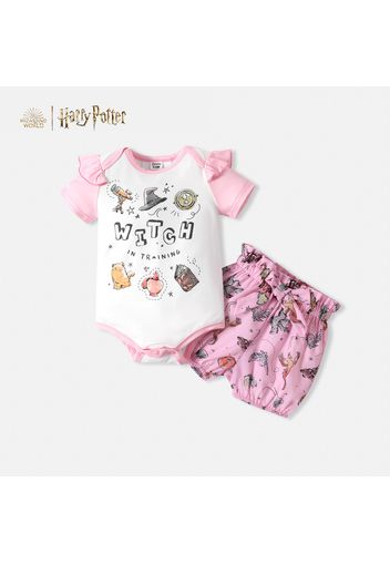 Harry Potter Baby Boy/Girl Graphic Splicing Short-sleeve Romper Set