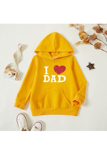 Toddler Graphic Heart-shaped and Letter Print Long-sleeve Hooded Pullover