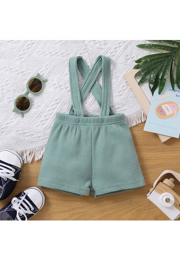 Baby Boy/Girl Solid Waffle Suspender Shorts