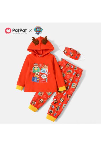 PAW Patrol 3-piece Toddler Boy/Girl Pups Team Christmas Sweatshirt and Pants Set with Face Mask