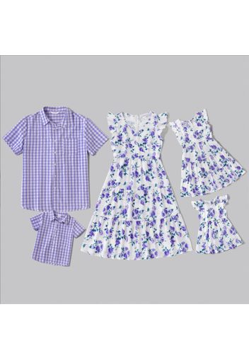 Mosaic Floral Plaid Print Family Matching Set