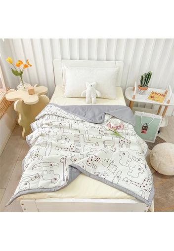 Cartoon Animal Print Kids Blanket Quilt Ultra-Soft Lightweight Bamboo Cotton Home Bed Blanket Kids Bedding