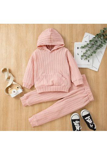 2-piece Toddler Boy/Girl Cable Knit Textured Hoodie Sweatshirt and Pants Set