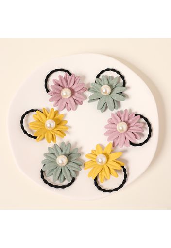 3-pack Faux Pearl Floral Decor Hair Ties for Girls