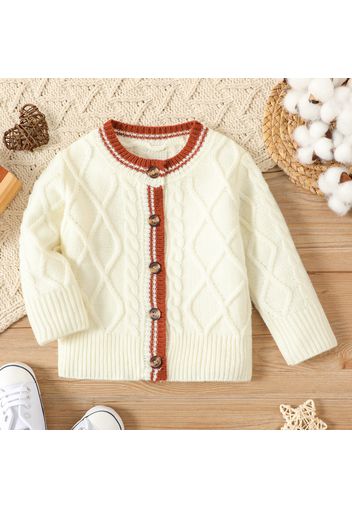 Baby Boy/Girl Cable Knit Long-sleeve Button Up Sweater