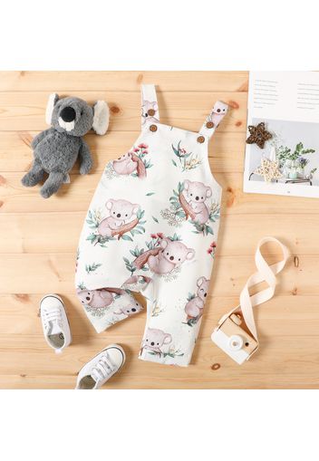 Baby Girl All Over Cartoon Koala Print Overalls