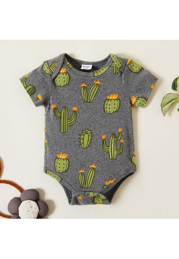 Baby Boy Striped/Cactus Print Short-sleeve Romper