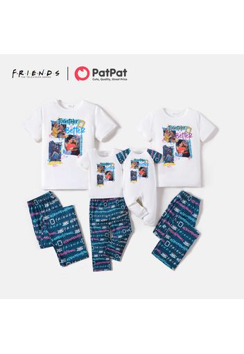 Friends Family Matching Friends Together Graphic Top and Allover Pants Pajamas Sets