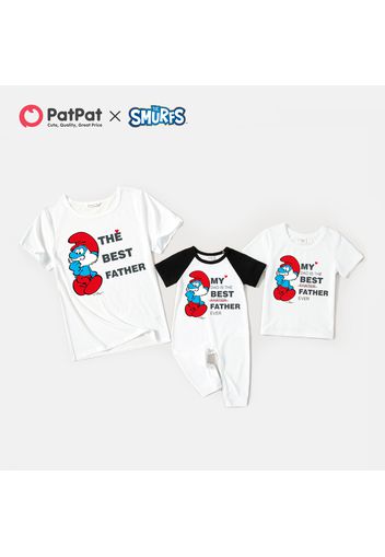 Smurfs Family Matching 'Best Father' White Tees and Jumpsuit