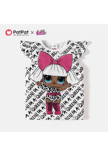 L.O.L. SURPRISE! Kid Girl Cartoon Letter Print Flutter-sleeve Tee