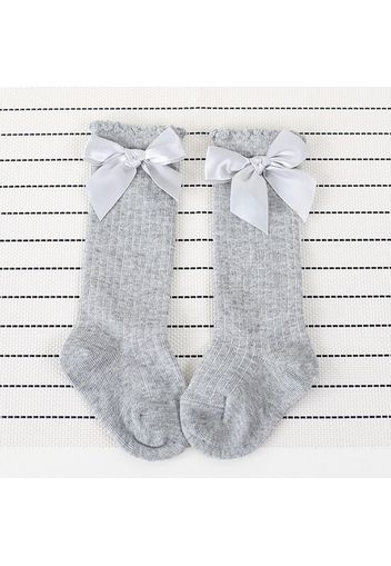 Sweet Solid Bow Decor Socks for Baby and Toddler Girl