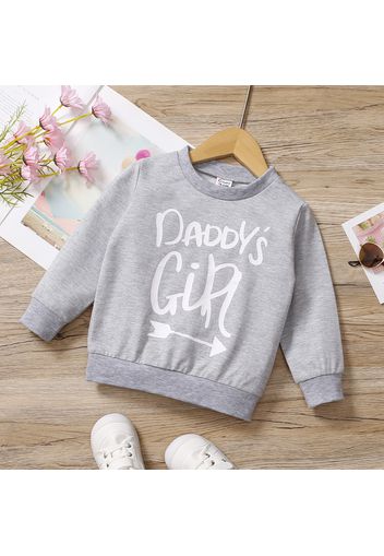 Toddler Girl Letter Print Solid Color Pullover Sweatshirt