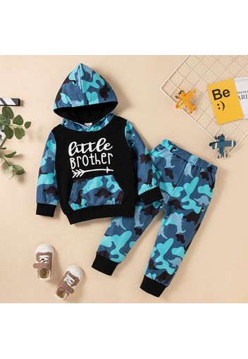 2-piece Toddler Boy Letter Camouflage Print Hoodie Sweatshirt and Pants Set