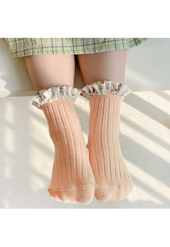 Baby / Toddler / Kid Floral Ruffle Trim Crew Socks