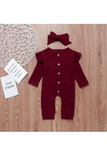 Ribbed 2pcs Solid Long-sleeve Baby Set