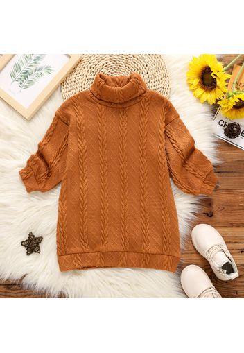 Toddler Girl Turtleneck Cable Knit Long-sleeve Sweater Dress