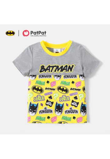 Batman Kid Boy Letter Print Colorblock Short-sleeve Tee