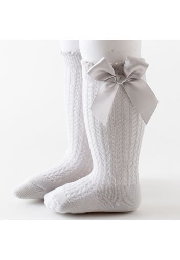 Baby Solid Bowknot Breathable Middle Socks