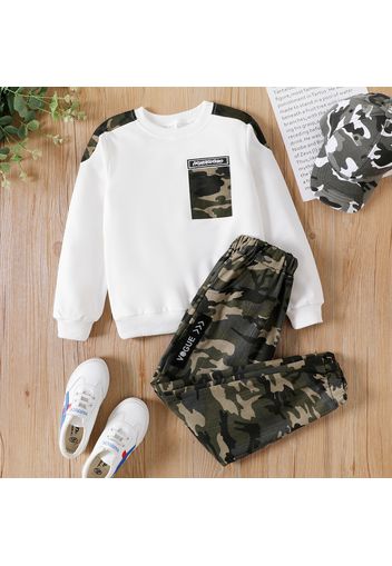 2-piece Kid Boy Camouflage Pocket Sweatshirt and Pants Sets