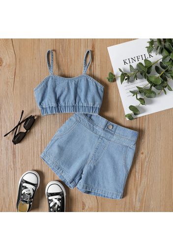 2pcs Toddler Girl Denim Camisole and Shorts Set