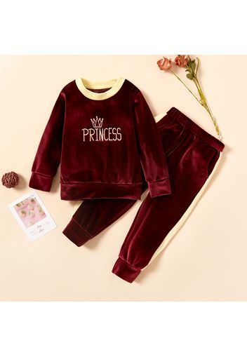 2-piece Baby / Toddler Letter Fleece Long-sleeve Pullover and Pants Set