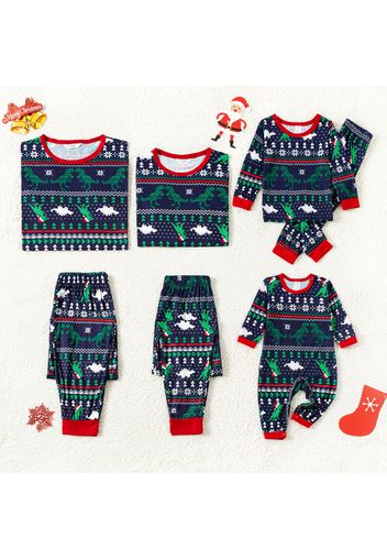 Christmas All Over Dinosaur Print Family Matching Long-sleeve Pajamas Sets (Flame Resistant)