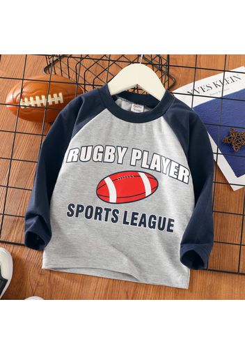 Toddler Boy Letter Plane/Rugby Print Long Raglan Sleeve Tee