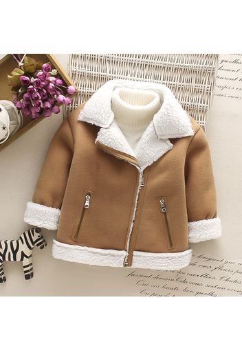 Toddler Girl/Boy Lapel Collar Zipper Fuzzy Berber Fleece Coat