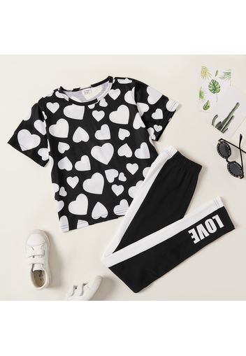 Pretty Kid Girl Heart Print Set