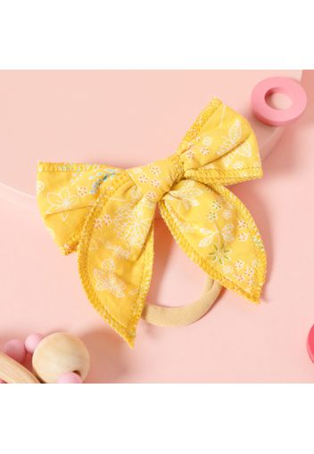 Allover Floral Print Bow Hair Ties for Girls (Random Flower Pattern Position)