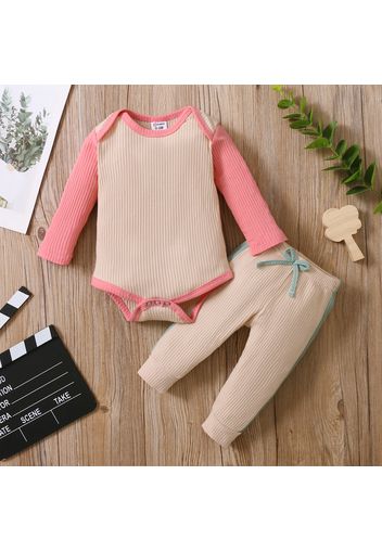 Ribbed 2cps Color Block Long-sleeve Baby Set