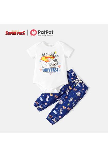 Super Pets 2pcs Baby Boy Long-sleeve Graphic Romper and Allover Print Pants Set