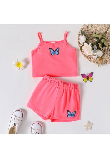 2pcs Toddler Girl Butterfly Print Camisole and Elasticized Shorts Set