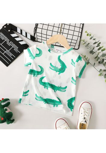 Toddler Boy Animal Crocodile Print Short-sleeve Tee