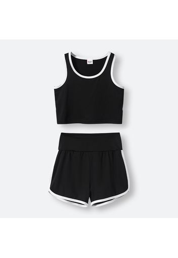 2pcs Kid Girl Tank Top and Elasticized Shorts Sporty Yoga Set