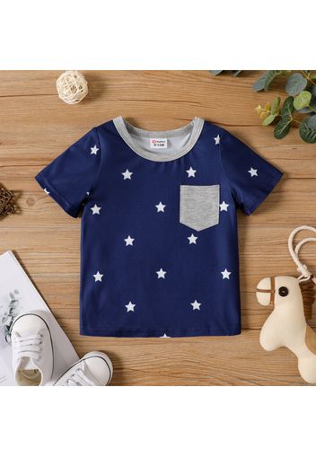 Baby Boy Allover Stars Print Round Neck  Short-sleeve T-shirt