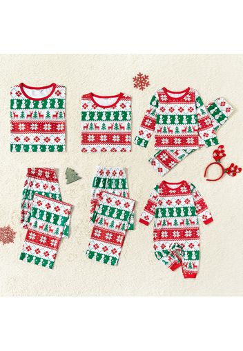 Christmas Multi-color All Over Print Family Matching Long-sleeve Pajamas Sets (Flame Resistant)